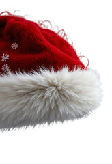 Santa hat with plush fur, crisp focus, isolated, 8K resolution.

