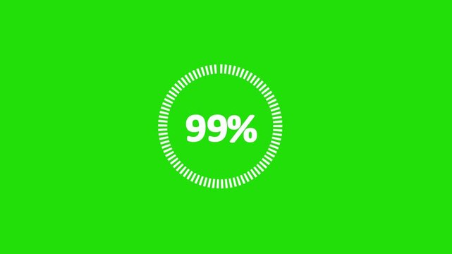99% animated pie chart video on green background &ndash; half circle segment animation, minimal circular info graphic, percentage data visualization, modern graph design.