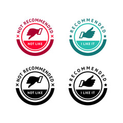 Obraz premium Set of badge like and dislike, thumbs up and thumbs down symbols, vector stamps.