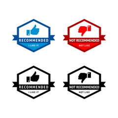 Set of badge like and dislike, thumbs up and thumbs down symbols, vector stamps.