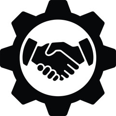 Business Partnership Handshake Icon in Gear Symbol Vector Illustration
