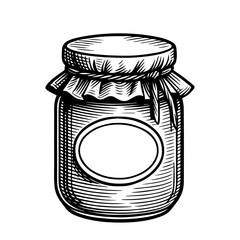 Jar of honey or jam, hand drawing. Isolated on white background