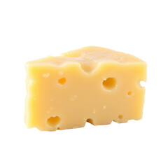 Aged cheddar cheese with holes, perfect for gourmet dishes, set against a transparent background..