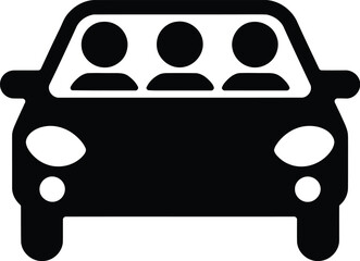 Carpool Icon Vector. Group Ride Sharing Symbol Silhouette.
