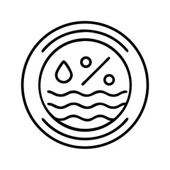Obraz premium Black outlined circle with water drops, waves, and percentage symbol