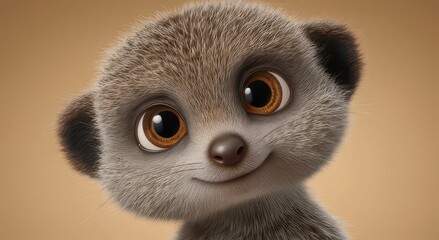 Cute and Friendly Cartoon Meerkat Character 