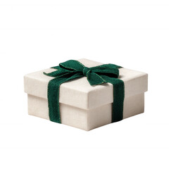 A beautifully wrapped gift box with a green ribbon, perfect for special occasions or celebrations. The elegant design enhances the festive spirit.