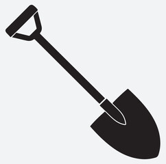 a shovel icon silhouette vector art illustration, shovel and spade