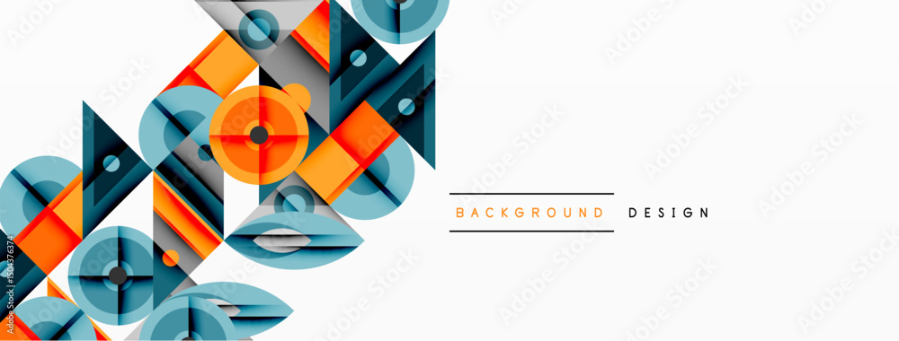 Aufkleber abstract geometric shapes, orange, blue tones. modern design elements create dynamic visual composit