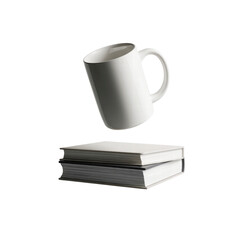 Naklejka premium White Mug Hovering Above Stack of Books