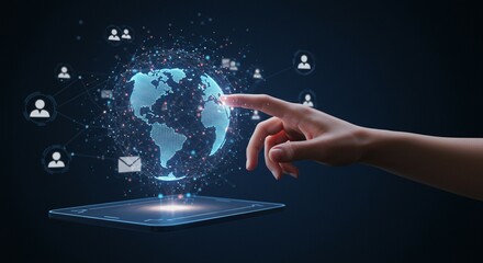 Hand holding of global digital network connection, online education platform, virtual classroom, interactive learning modules, seamless communication, accessibilit,y knowledge sharing, skill developme