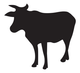Black Carabao Silhouette Vector - Water Buffalo Icon