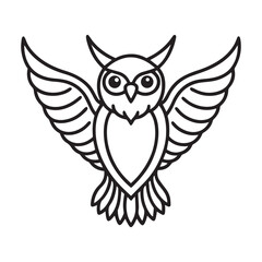 Obraz premium Minimalist Geometric Owl – Black and White Line Art Vector
