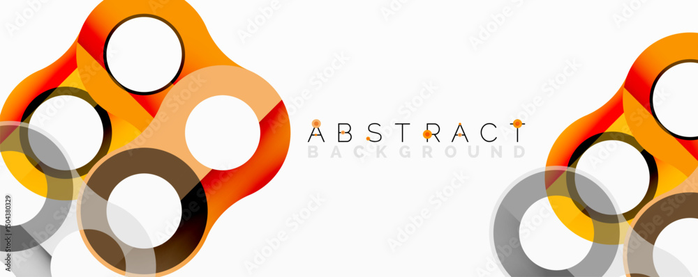 Aufkleber Abstract design features overlapping circles, orange hues, gray shadows. Modern geometric pattern creates dynamic visual effect.