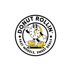 Logo donut Rollin vector illustration