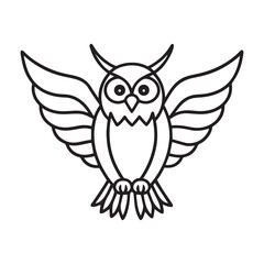 Cartoon Owl with Outstretched Wings – Cute Simplified Illustration