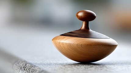 Traditional wooden spinning top symbolizing childhood games and nostalgia