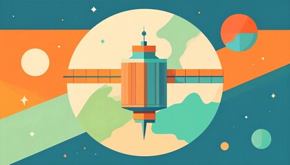 Exploring the Cosmos A Stylized Illustration of Space Exploration and Human Connection