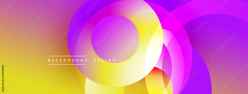 Aufkleber abstract vibrant background. overlapping circles create dynamic colorful flow. yellow, pink, purple 