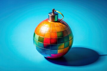 Flat Web Design Bomb, Blue Background Long Shadow Portrait Photography, Modern UI Design, Digital Art