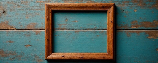 Fototapeta premium Antique wooden picture frame, weathered texture, isolated, weathered wood, chic