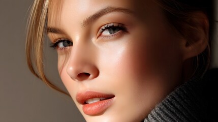 Fototapeta premium Captivating beauty portrait of female model with natural makeup