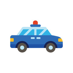 Vector art of Blue police car isolated on white background, law enforcement vehicle