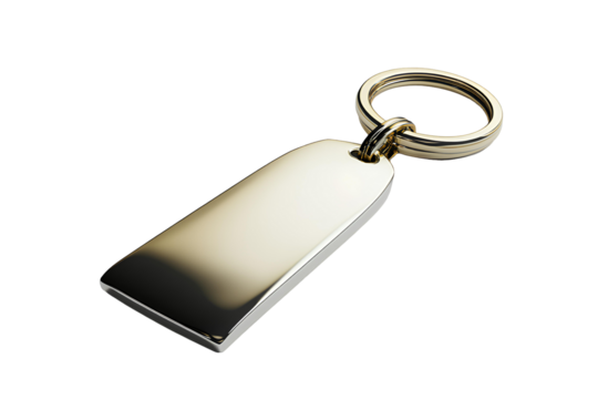 silver keychain on transparent background