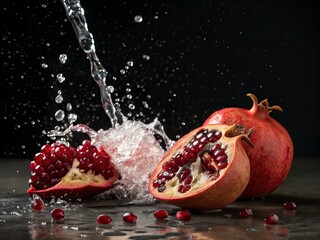 Pomegranate with a splash