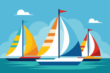 sailboats racing in a sunny regatta  colorful 