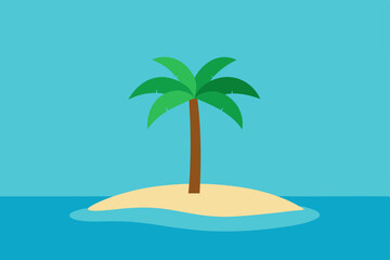secluded tropical island with a single palm tree
