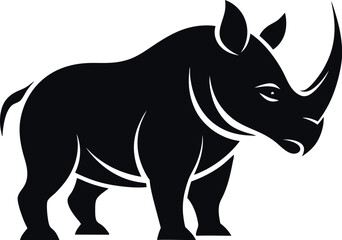 Rino silhouette vector illustration, black Rino vector, Rino line art vector