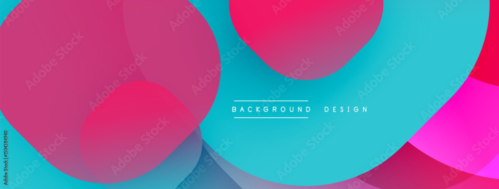 Poster abstract vibrant design. overlapping circles create dynamic color gradients. pink, turquoise hues do