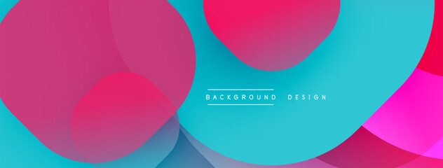 Abstract vibrant design. Overlapping circles create dynamic color gradients. Pink, turquoise hues dominate composition. Modern aesthetic.