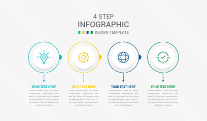 Four Step Infographic element design Vector template for presentation. process diagram and presentations step, workflow layout, banner, flow chart, info graphic vector illustration.