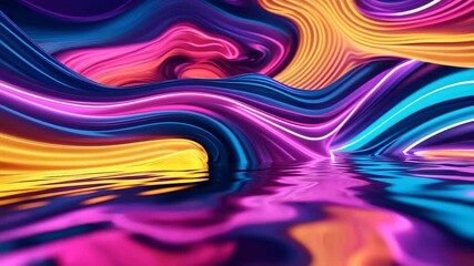 Colorful Neon Wave Background: A Dynamic Abstract Seamless Loop for Modern Visuals - Powered by Adobe