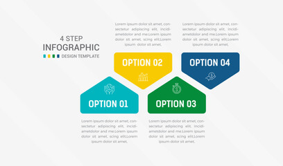 Fototapeta premium Four Step Infographic element design Vector template for presentation. process diagram and presentations step, workflow layout, banner, flow chart, info graphic vector illustration.