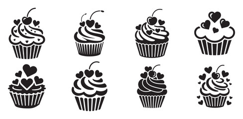 Black color cupcake icon vector. Cupcake icon. Vector illustration eps 10