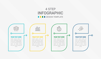 Four Step Infographic element design Vector template for presentation. process diagram and presentations step, workflow layout, banner, flow chart, info graphic vector illustration.