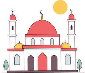illustration of a mosque in roundish flat style