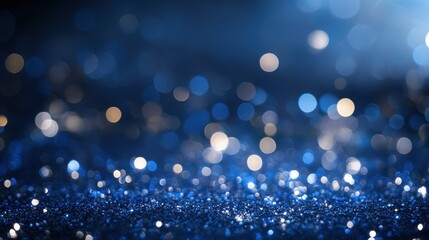 Sparkling blue bokeh with festive fireworks celebration theme