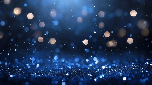 Sparkling festivity with glowing fireworks and bokeh lights in blue