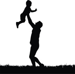 Father tossing child in the air