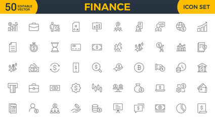 Personal Finance Icon Set. Sleek and intuitive icons for budgeting, saving, and investing, perfect for financial apps, tools, and websites to empower users in managing their money effectively.