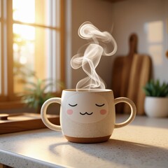 Sweet Coffee Mug with a Smiley Face in the Kitchen

