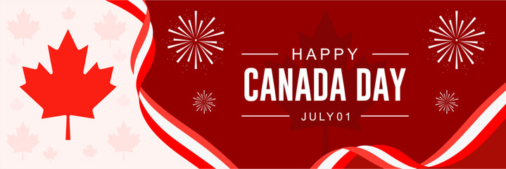 Happy Canada Day background template with maple leaf. use for background, banner, placard, card, poster design. celebrating Canada independence day banner.