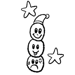 Hand drawn crayon outlines of happy and sad faces for kid colouring book, art, sketch, sticker, logo, icon, mood, tattoo, decorations, cute patch, brooch, shirt print, sign, symbol, emoji, expression