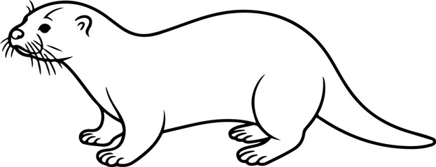 Otter line art vector illustration 