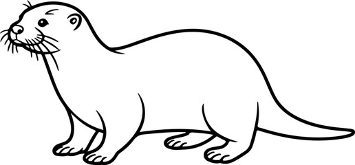 Otter line art vector illustration 