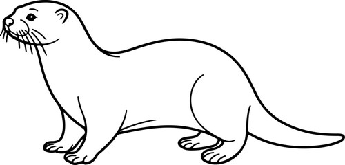 Otter line art vector illustration 